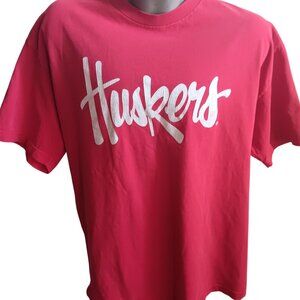XL Vintage T-shirt 90's Big Red Nebraska Huskers Logo T-shirt Men's Cotton